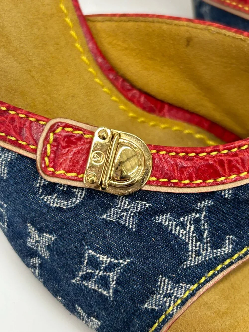 Vintage Louis Vuitton Monogram Denim Mules, Size 38.5 EU